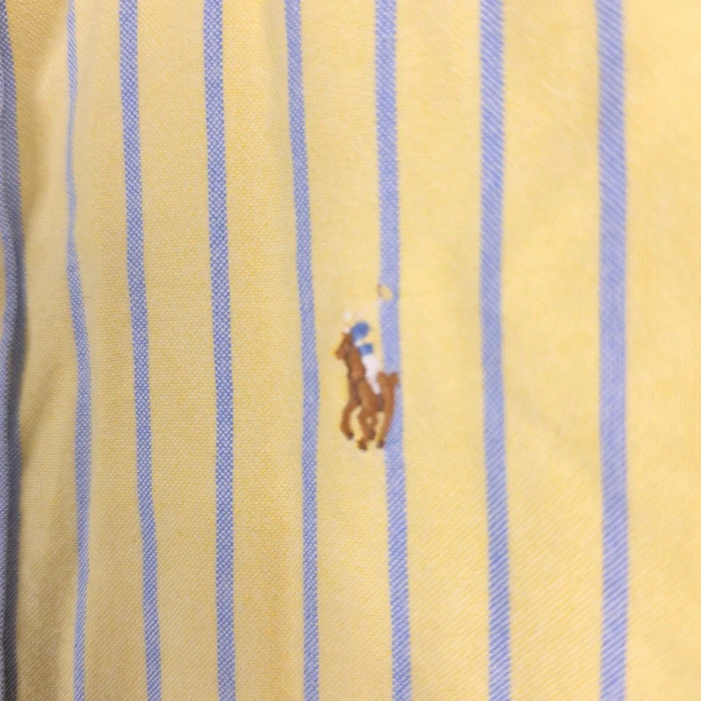 Ralph Lauren Boys Yellow Blue Striped Button Down Oxford Shirt Flesh Pony 16